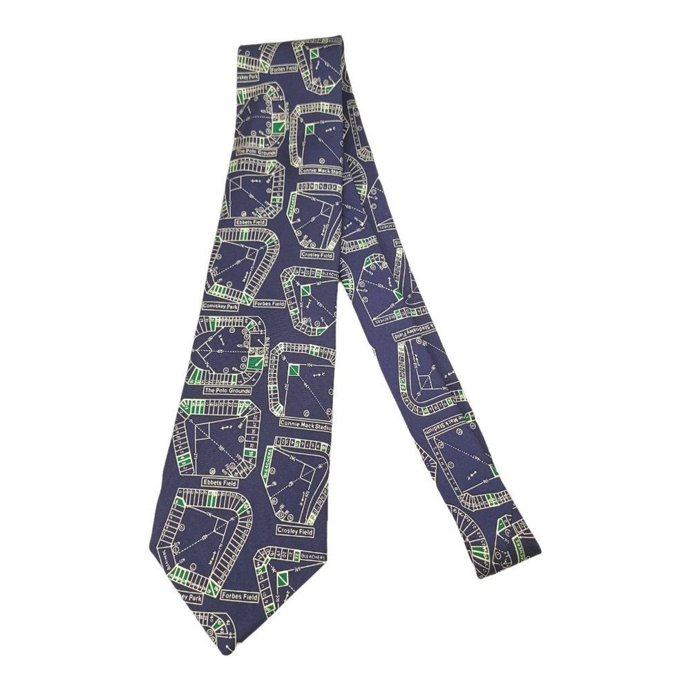 Josh Back Silk Necktie USA Baseball Stadiums Forbes Field The Polo Grounds Ebbet